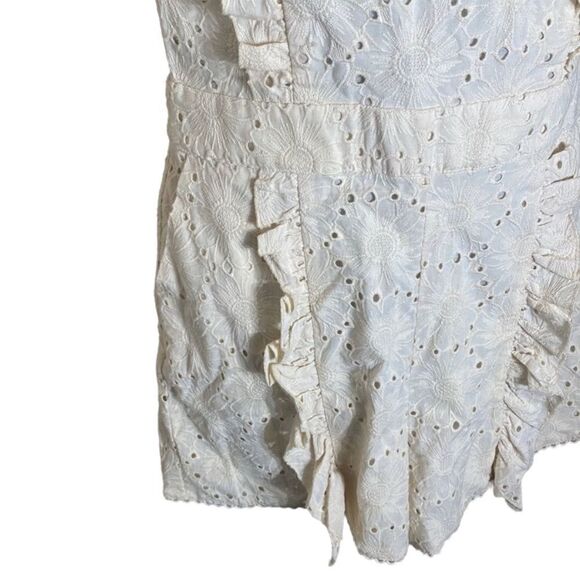 Happy x nature eyelet coquette ruffle romper NWT cream white 6 flaw fairy preppy - Picture 7 of 11
